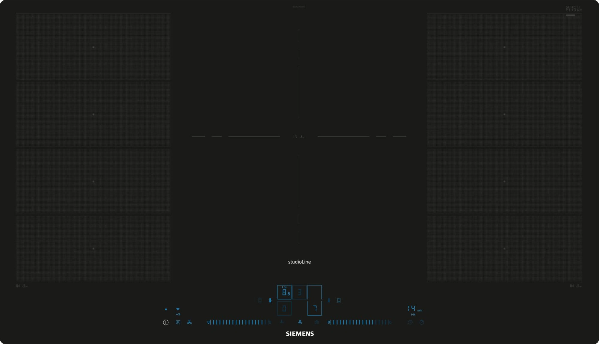 Siemens studioLine EX907NVV6E Einbau-Induktionskochfeld Schwarz Siemens studioLine EX907NVV6E Einbau-Induktionskochfeld Schwarz