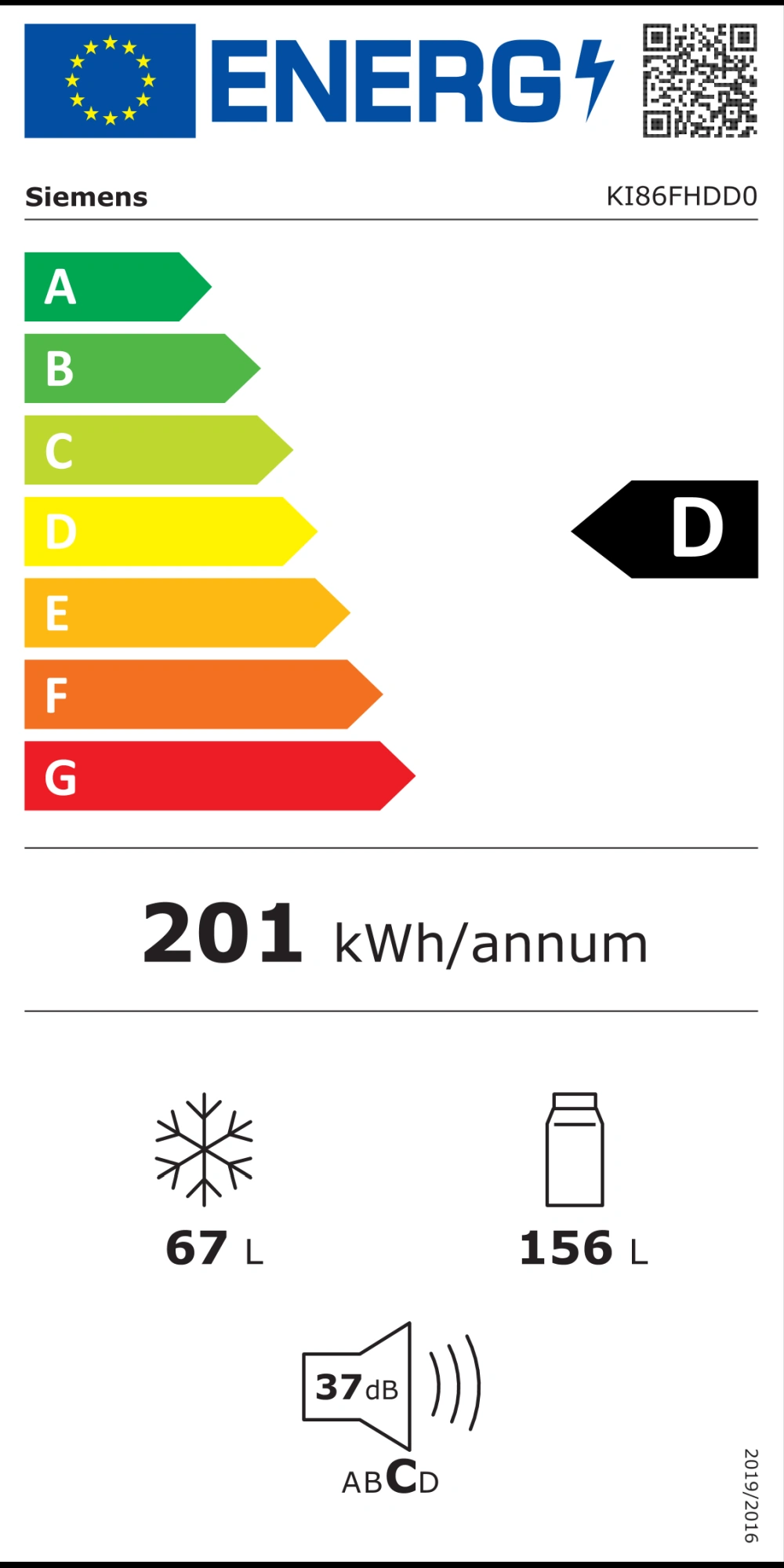 Energy Class D - Full EU energy label