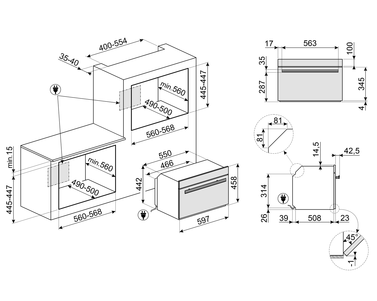 Smeg SO4602M1NR Einbau-Backofen mit Mikrowellenfunktion Schwarz