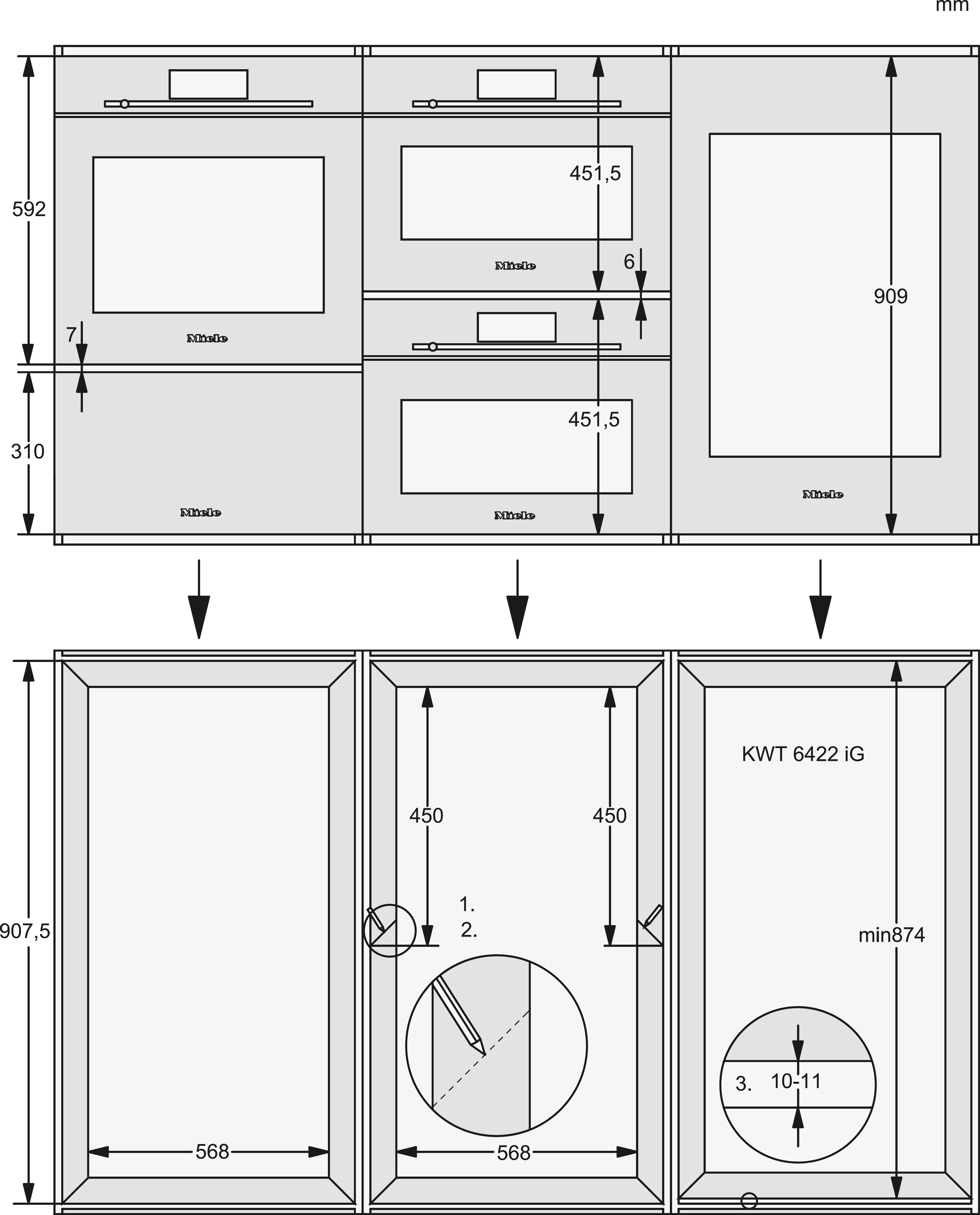 Miele KWT 6422 iG-1 Einbau-Weintemperierschrank Graphitgrau