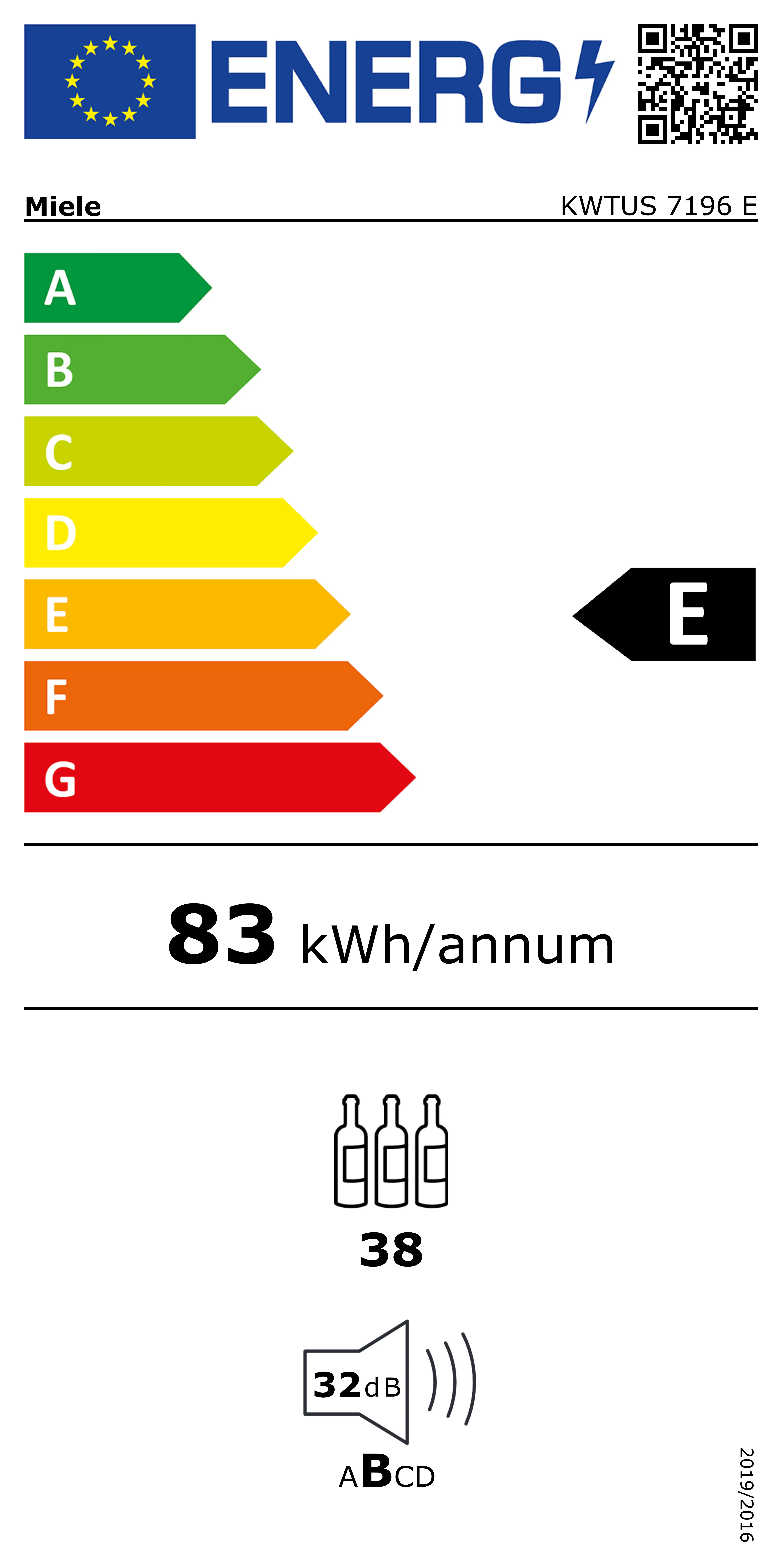 Energy Class E - Full EU energy label
