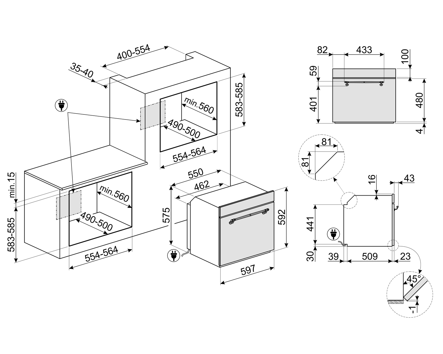 Smeg SFP750AOPZ Einbau-Backofen Anthrazit