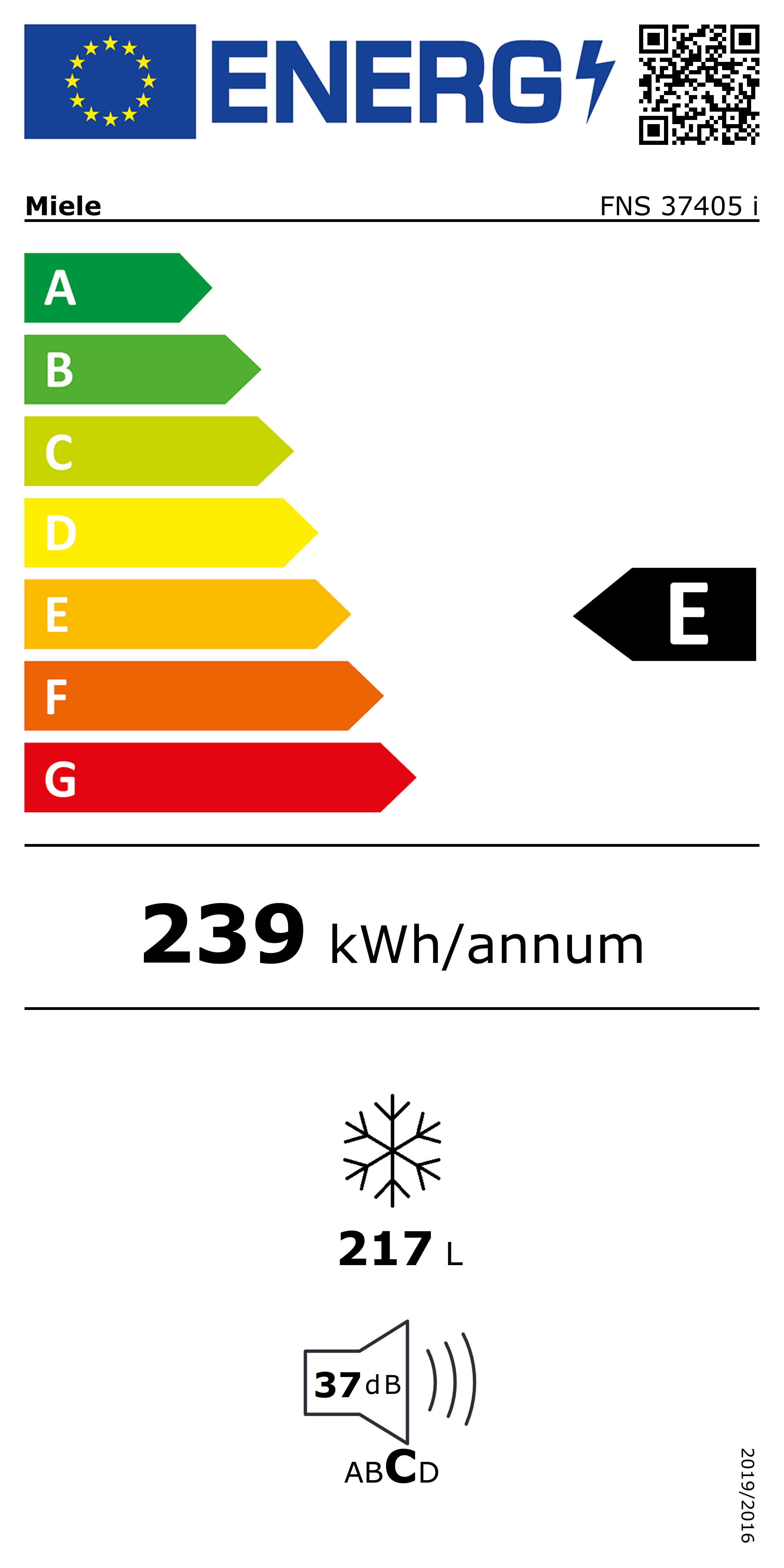 Energy Class E - Full EU energy label
