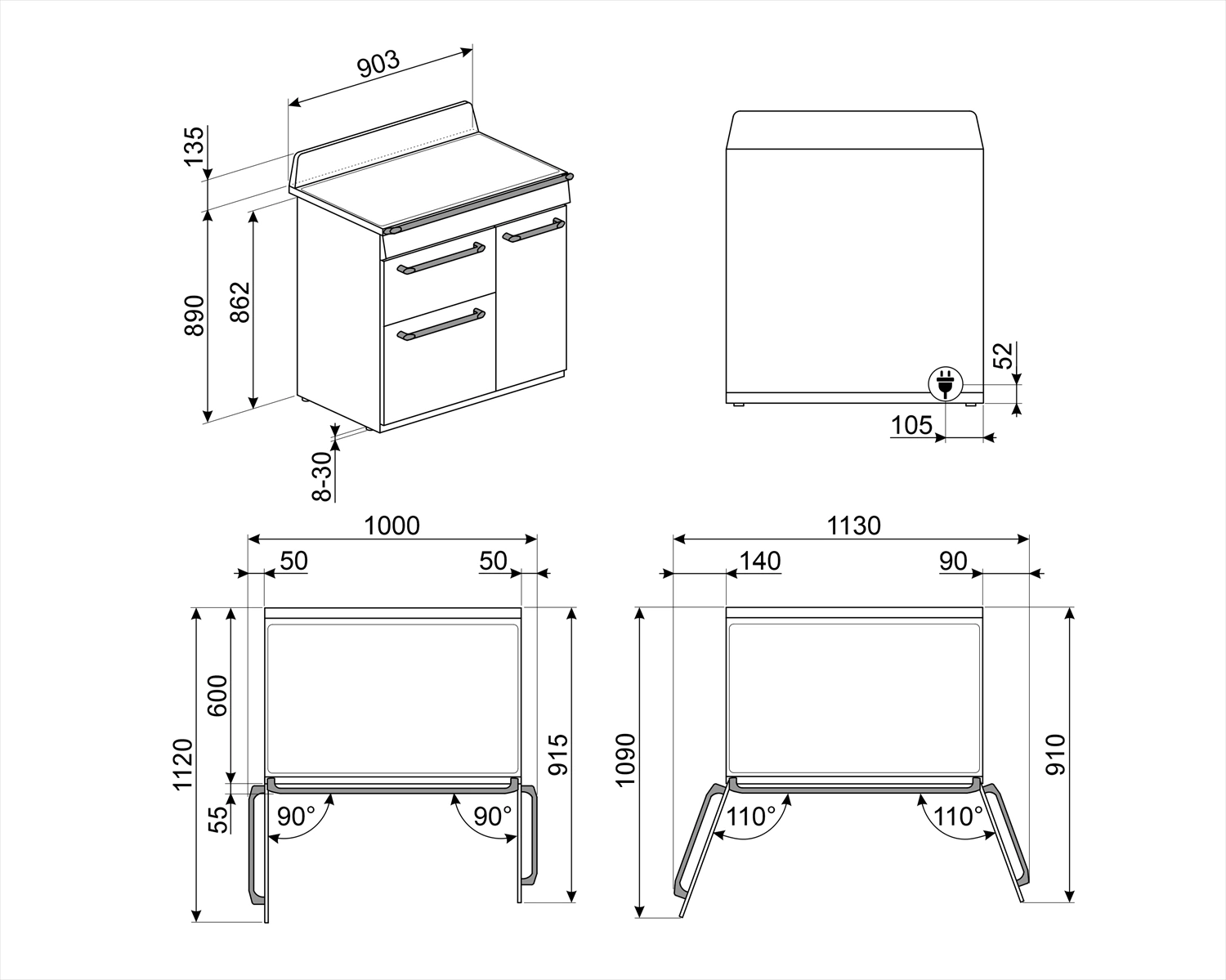 Smeg TR93IP2 Induktions-Standherd Creme