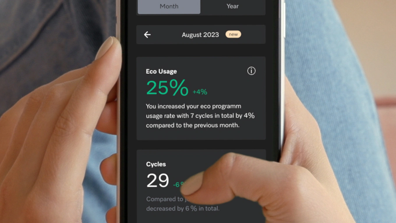 miele ecofeedback in der app auf einem smartphone