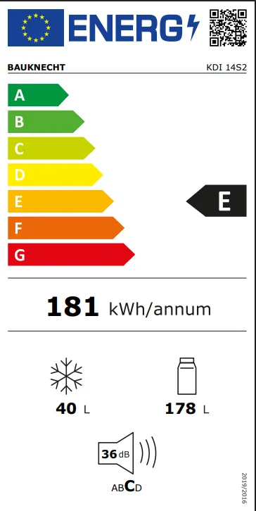 Energy Class E - Full EU energy label