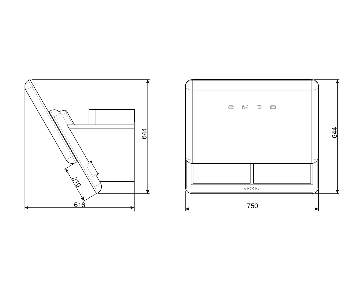 Smeg KFAB75WH Wand-Dunstabzugshaube Weiß