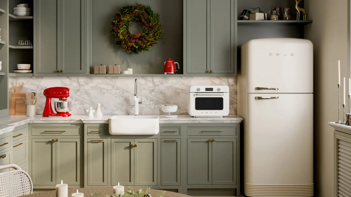 smeg retro küche im winter look