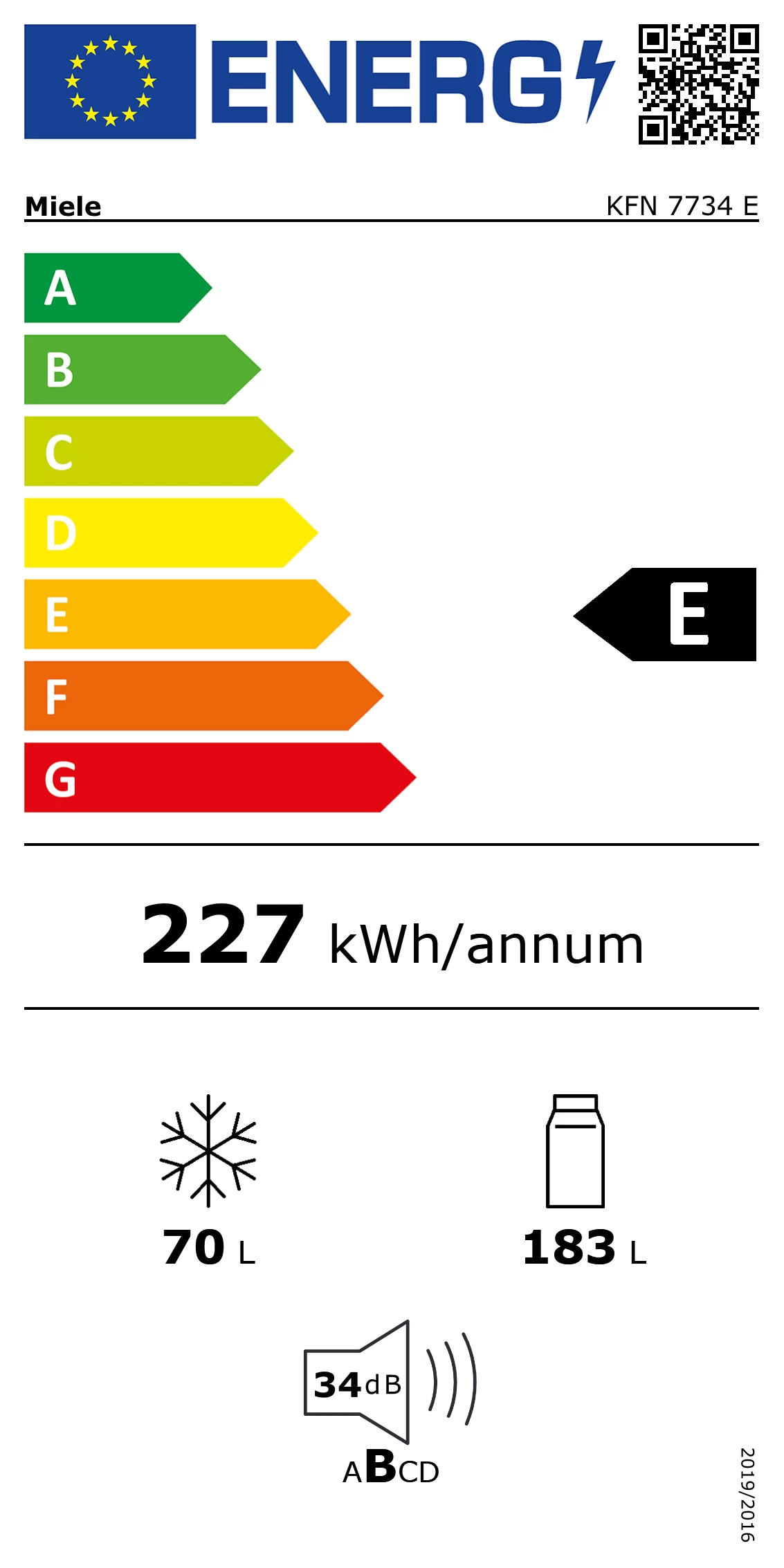 Regulation Label R Miele KFN 7934 D Einbau-Kühl-Gefrierkombination | 786856