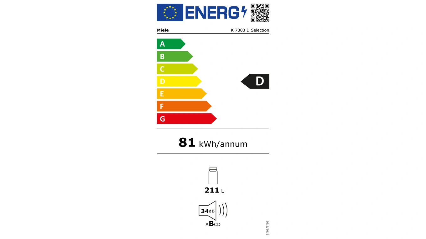 Energielabel für den Kühlschrank EU Energielabel für einen Miele Kühlschrank