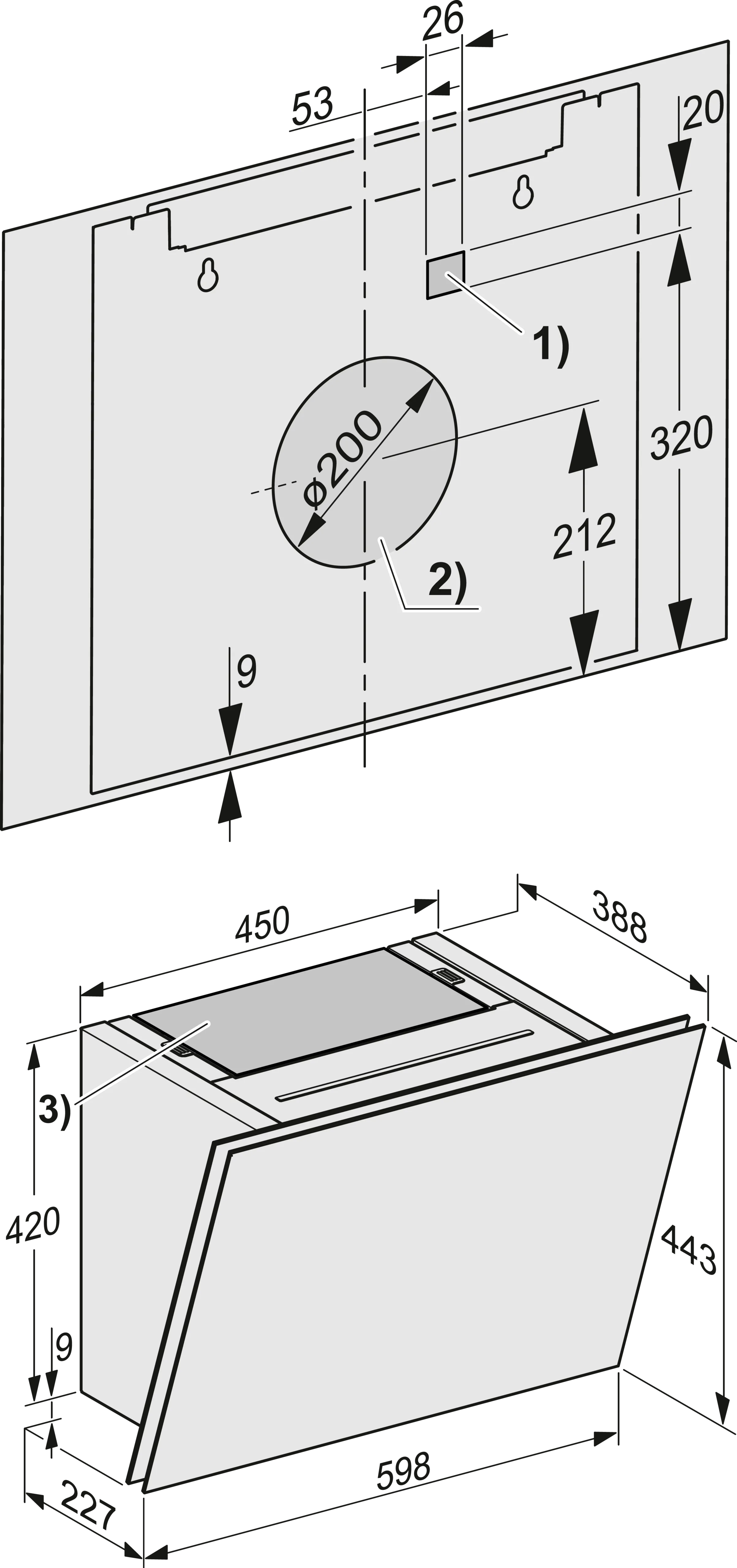 Miele DAH 2660 Escala Wand-Dunstabzugshaube Obsidianschwarz