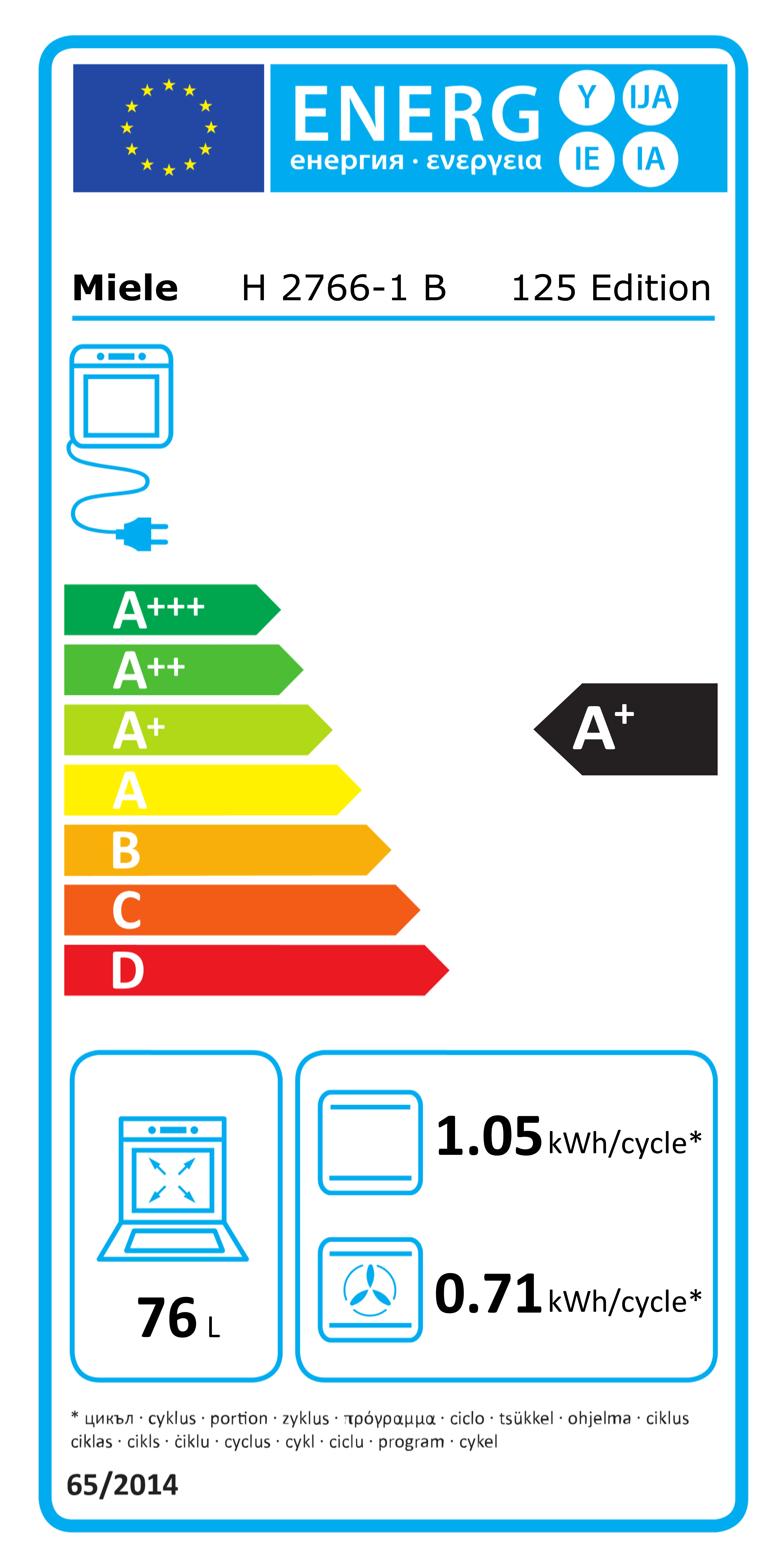 Energy Class A+ - Full EU energy label