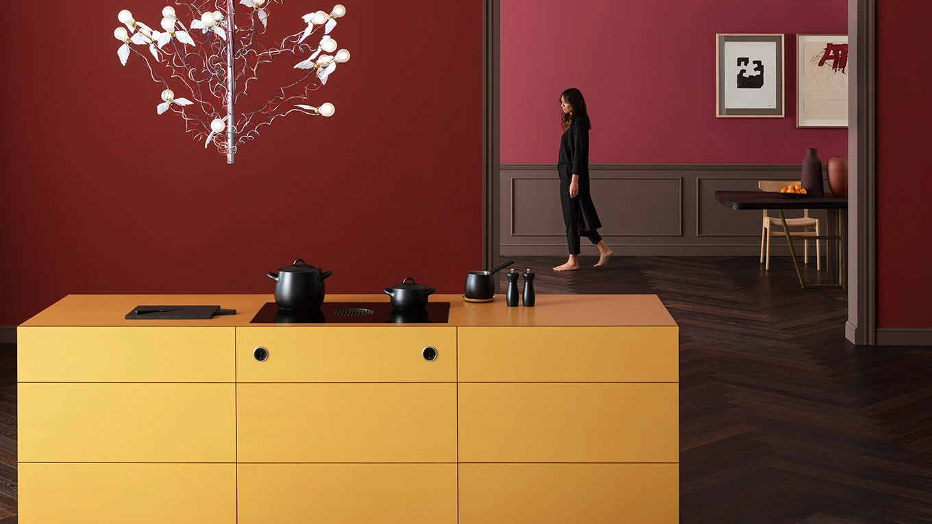 BORA X PURE Induktionskochfeld bora induktionskochfeld x pure in einer gelben kücheninsel