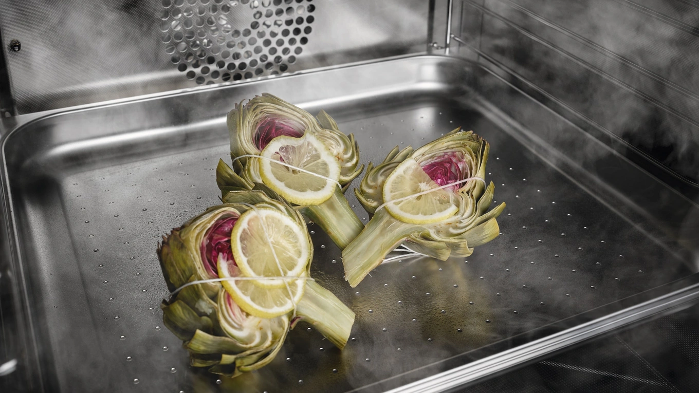 Miele Dampfgaren Artischocken mit Zitronenschreiben im Miele Dampfgarer