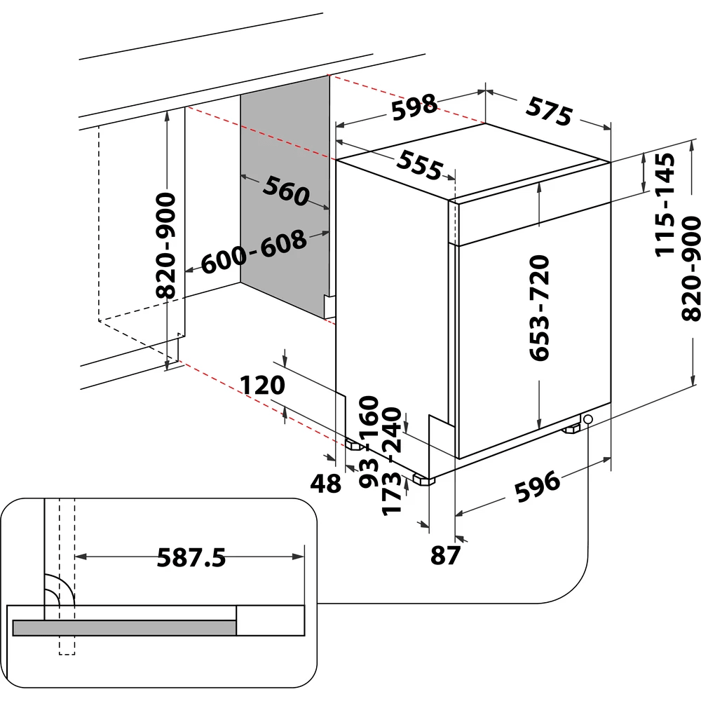 Bauknecht BBO 3O539 PLGT Integrierter Geschirrspüler Edelstahl