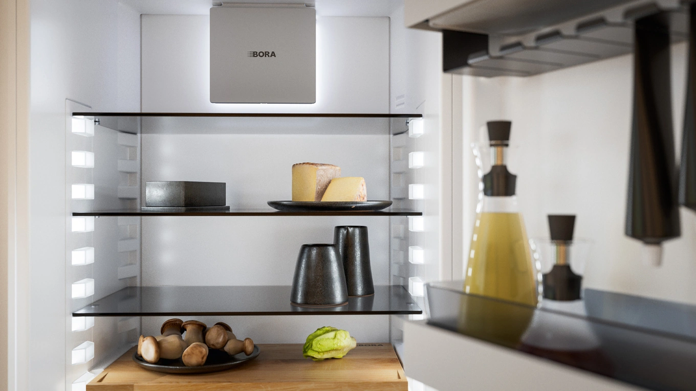 bora kühl-gefriersystem bora kühlschrank innen mit led licht