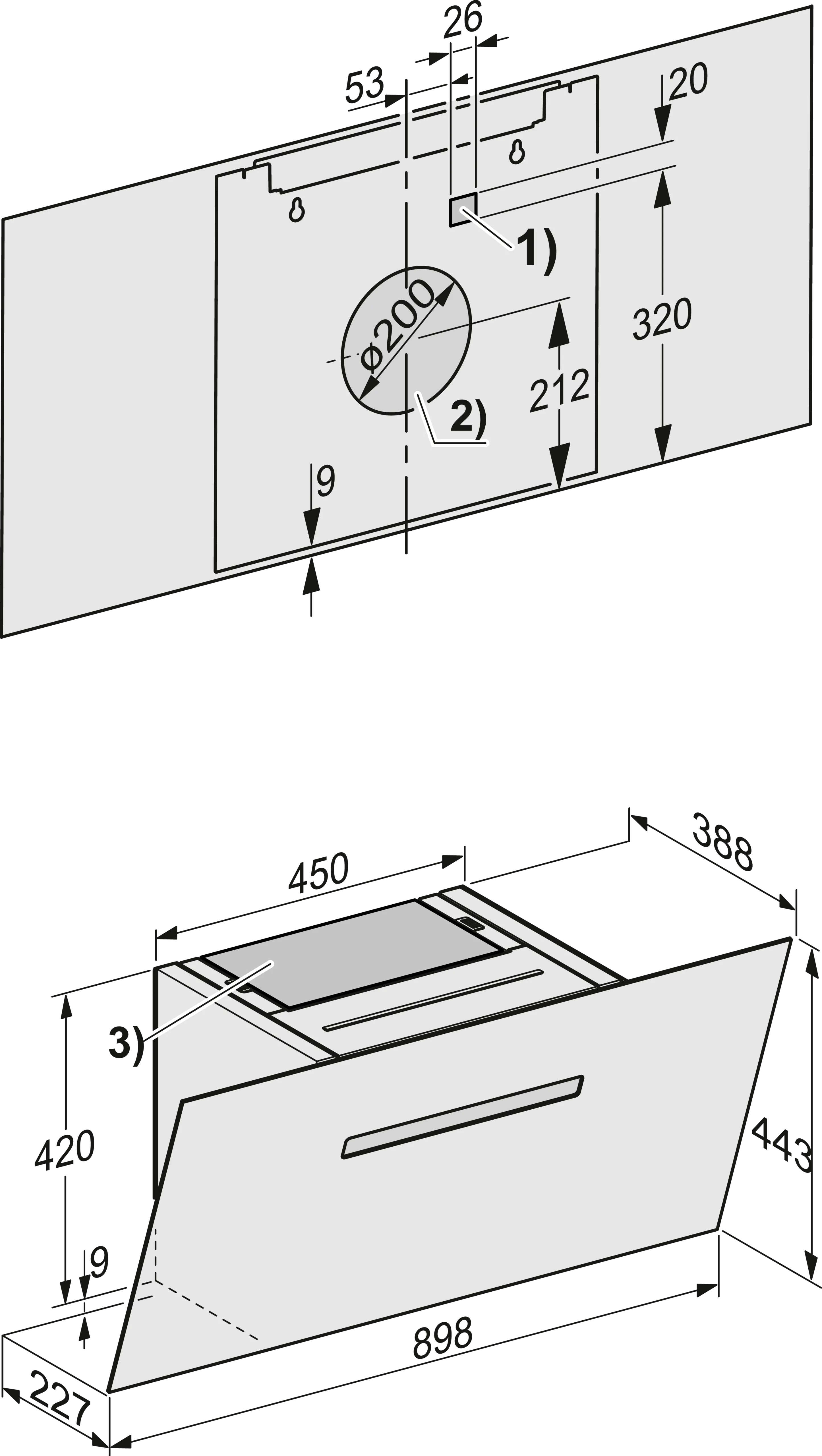 Miele DAH 1950 Active Wand-Dunstabzugshaube Obsidianschwarz