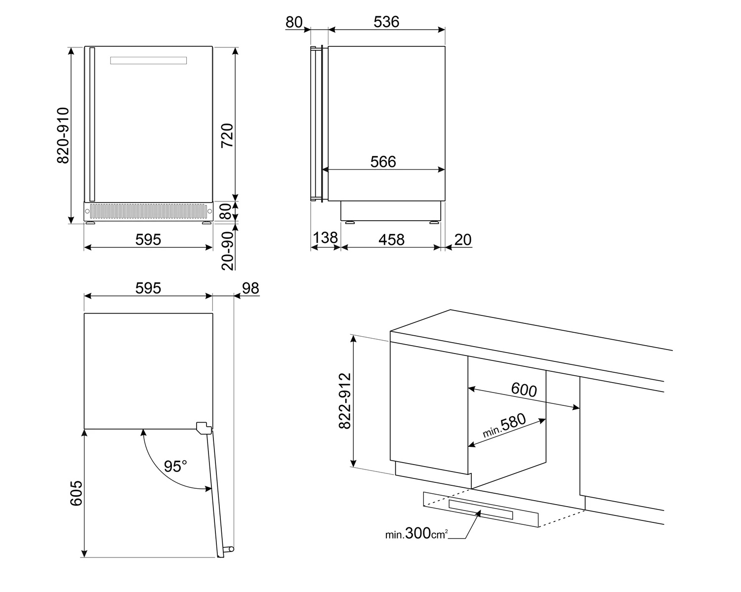 Smeg CVI138RG Einbau-Weintemperierschrank Neptune Grey