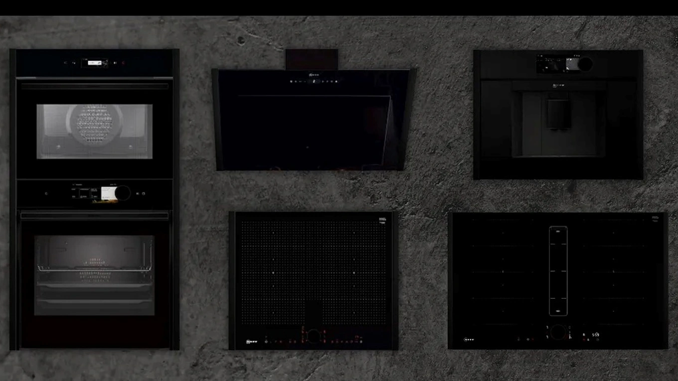 neff deep black neff geräte mit seitenleisten und griff in deep black