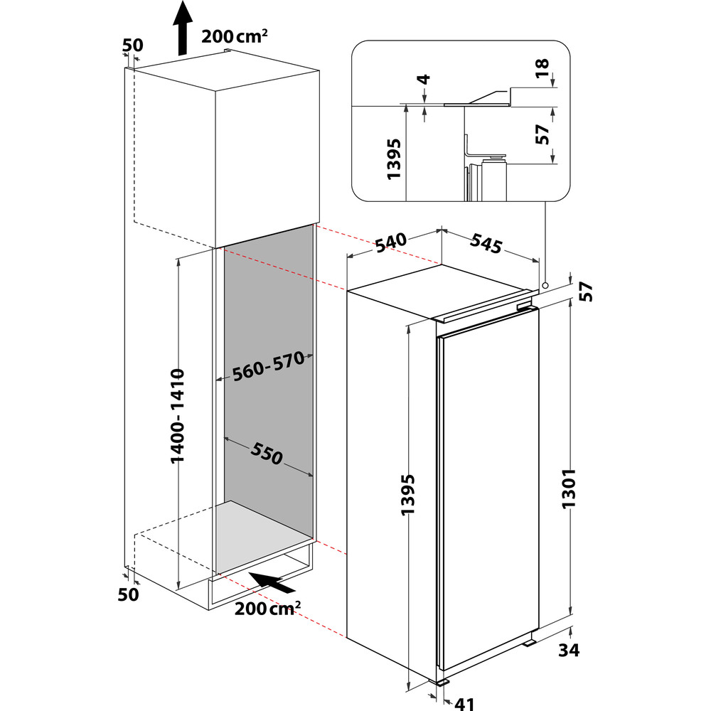 Bauknecht KSI 14VS2 Einbau-Kühlschrank Edelstahl