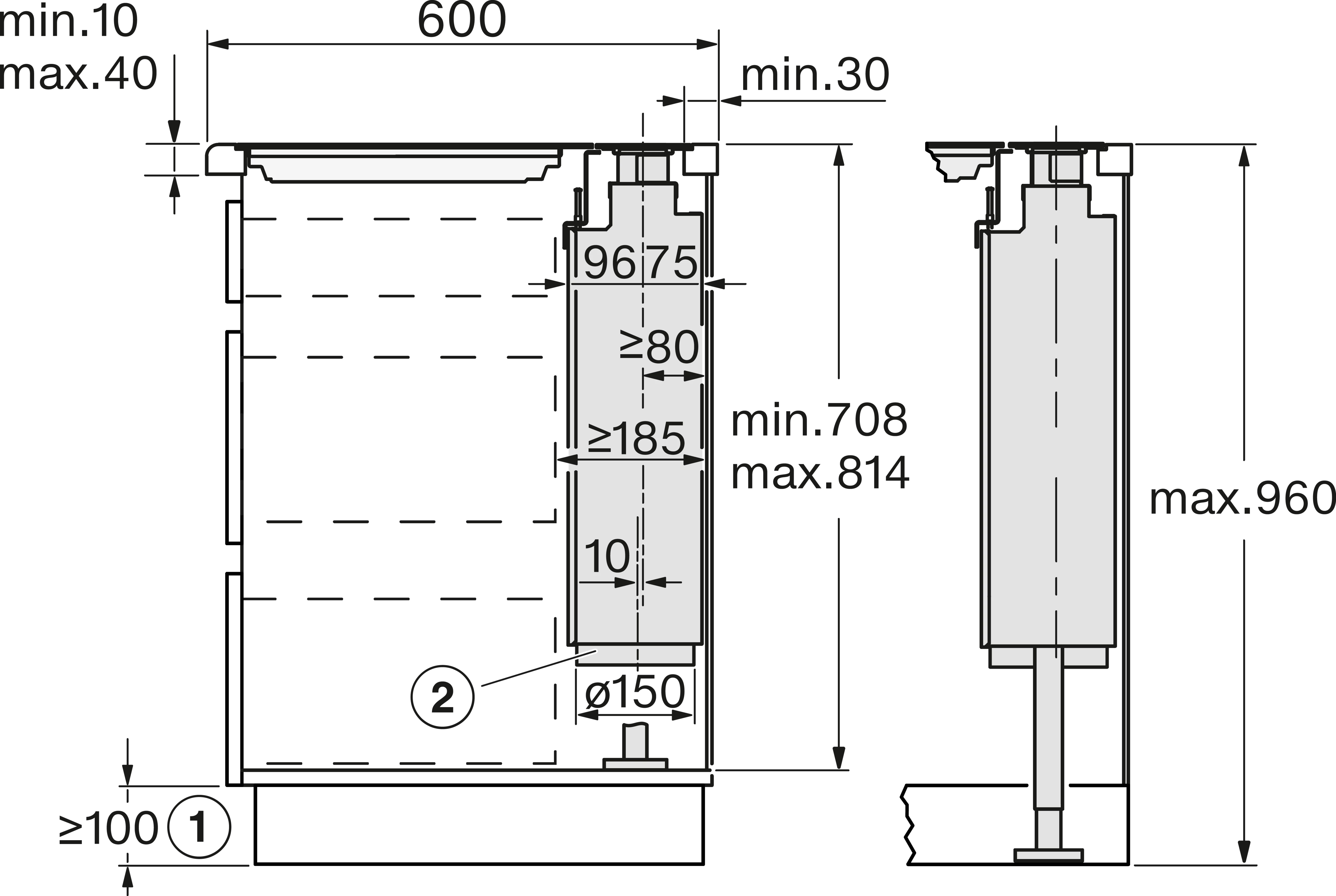 Miele DAD 4841 Black Levantar Downdraft-Dunstabzugshaube Obsidianschwarz