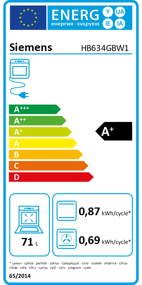 Energy Class A+ - Full EU energy label