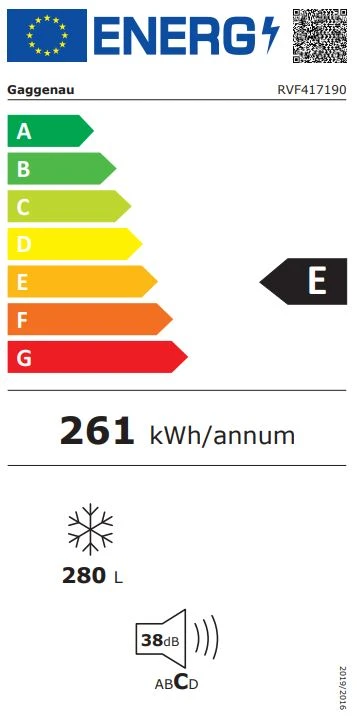 Energy Class E - Full EU energy label
