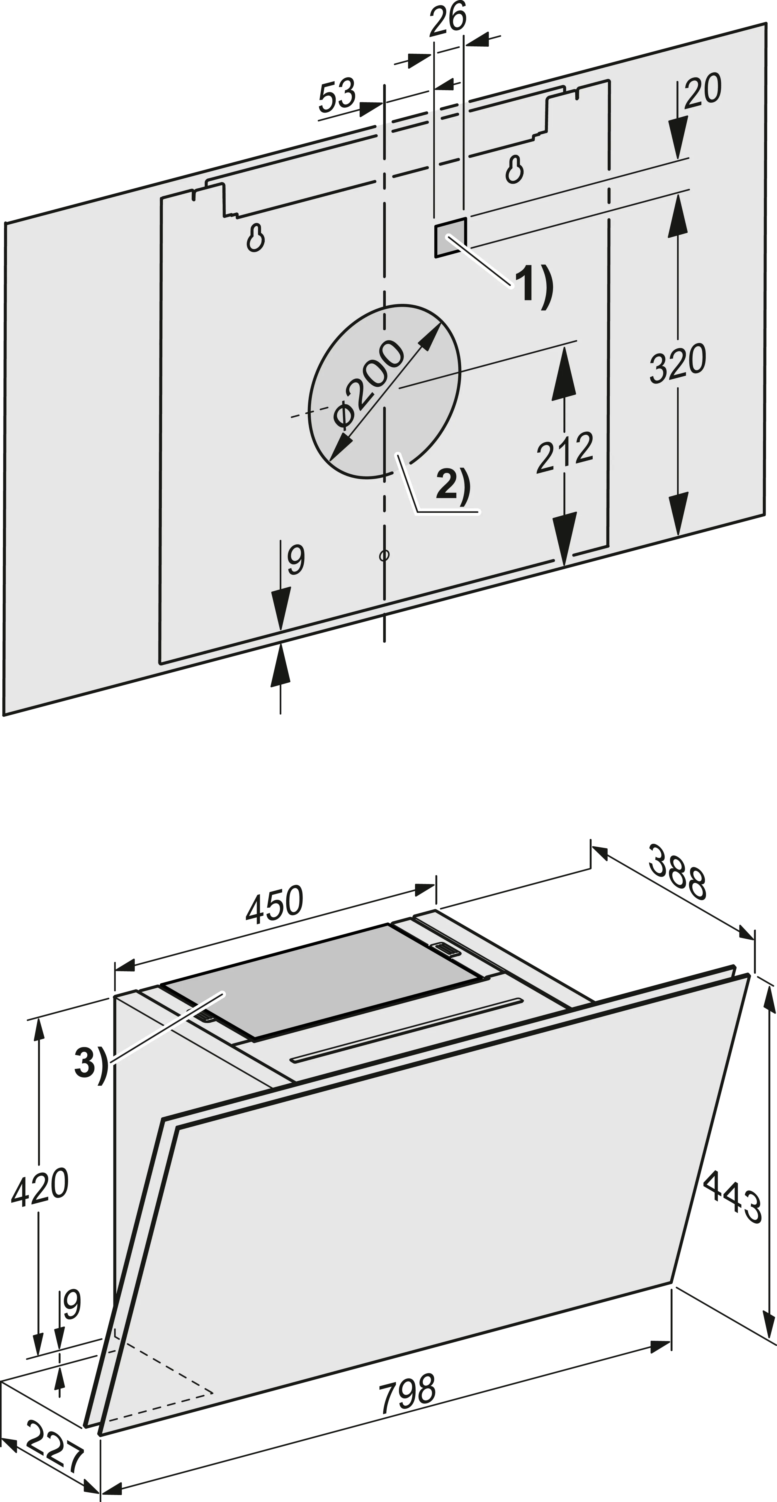 Miele DAH 2860 Escala Wand-Dunstabzugshaube Graphitgrau