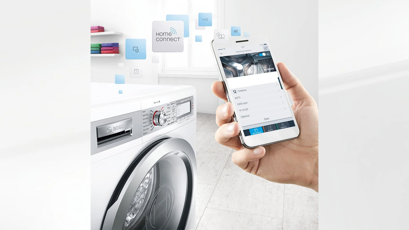 bosch home connect waschmaschine die sich über das smartphone steuern lässt