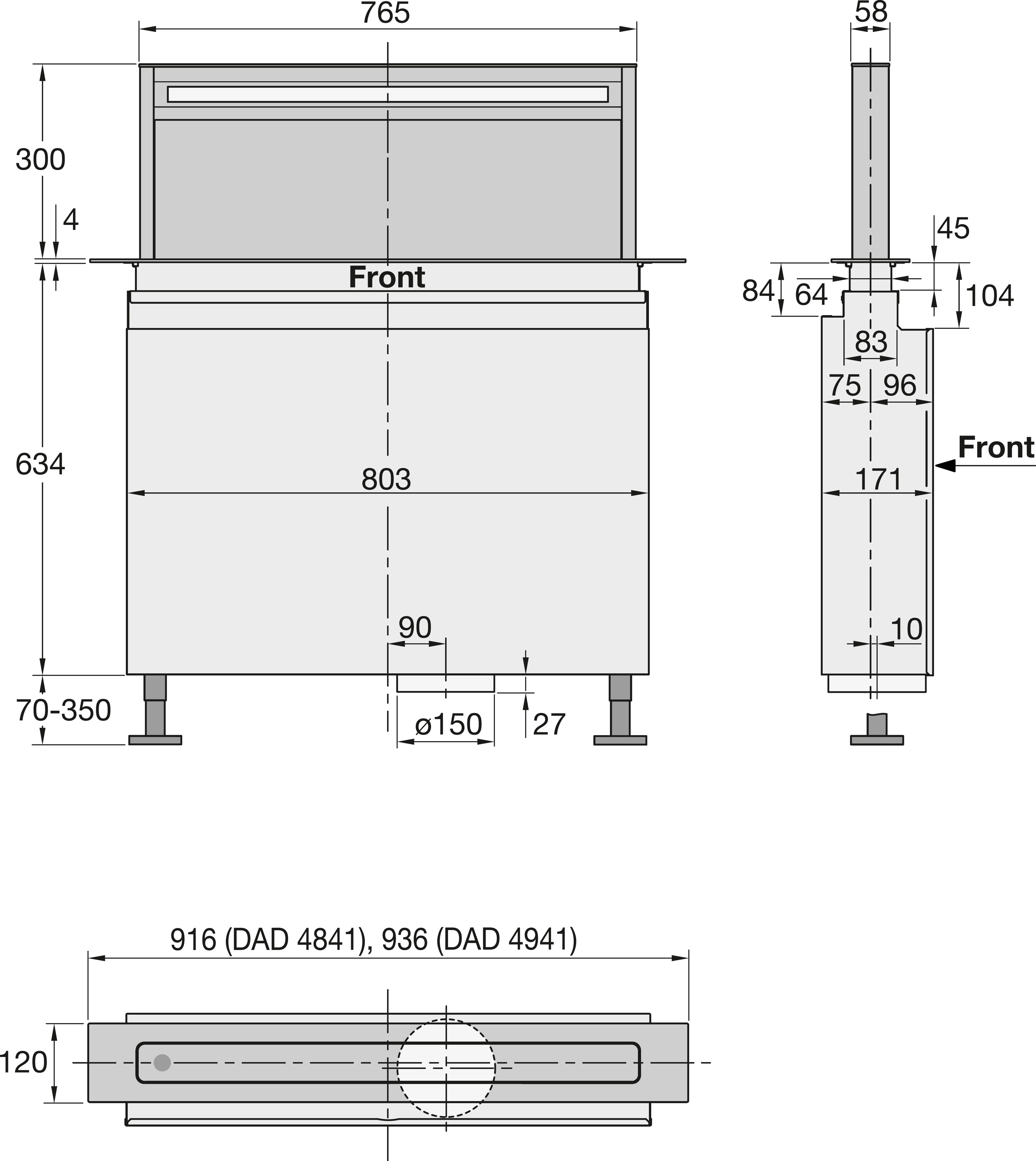 Miele DAD 4941 Black Levantar Downdraft-Dunstabzugshaube Schwarz