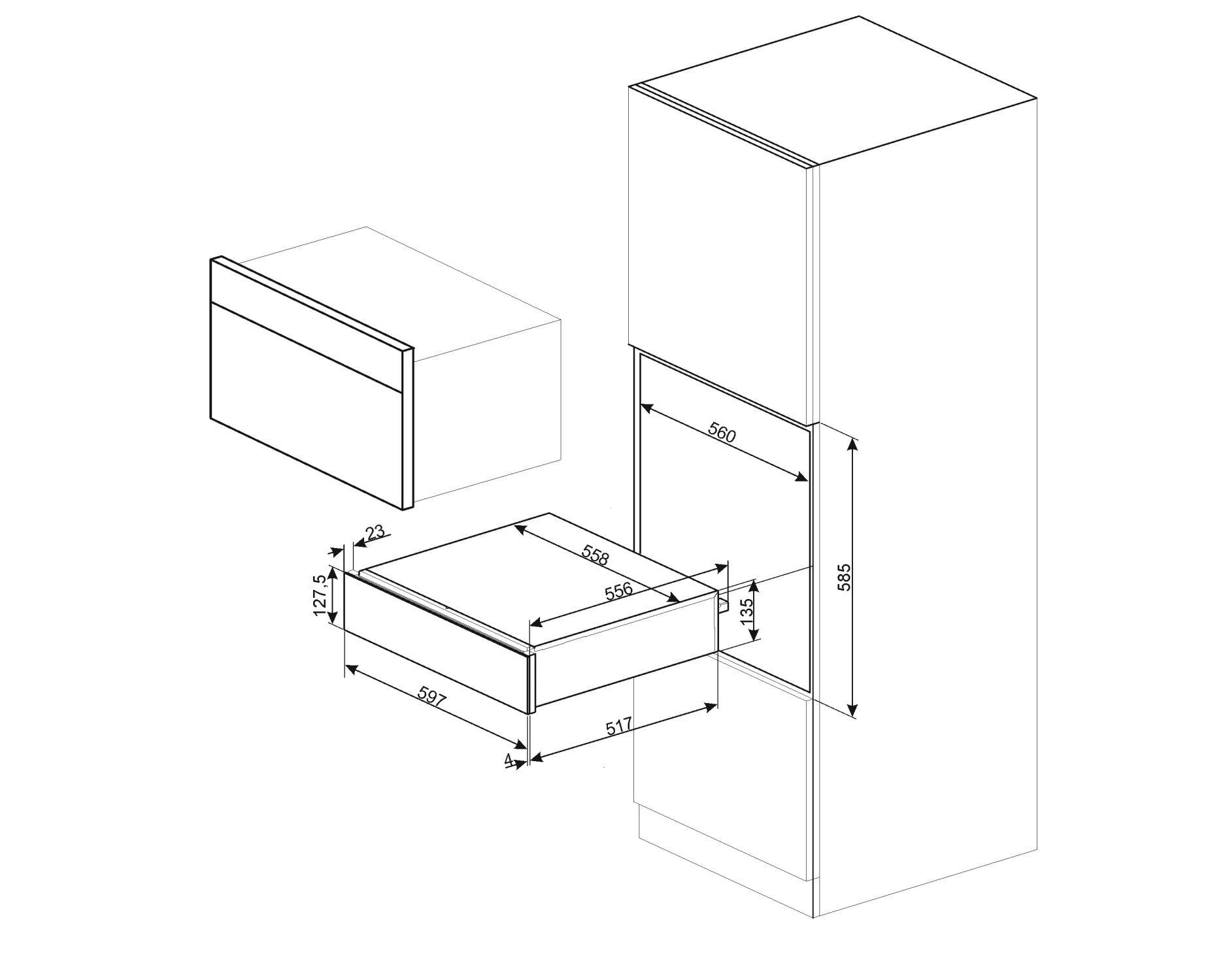 Smeg CPR115B3 Einbau-Wärmeschublade Schwarz