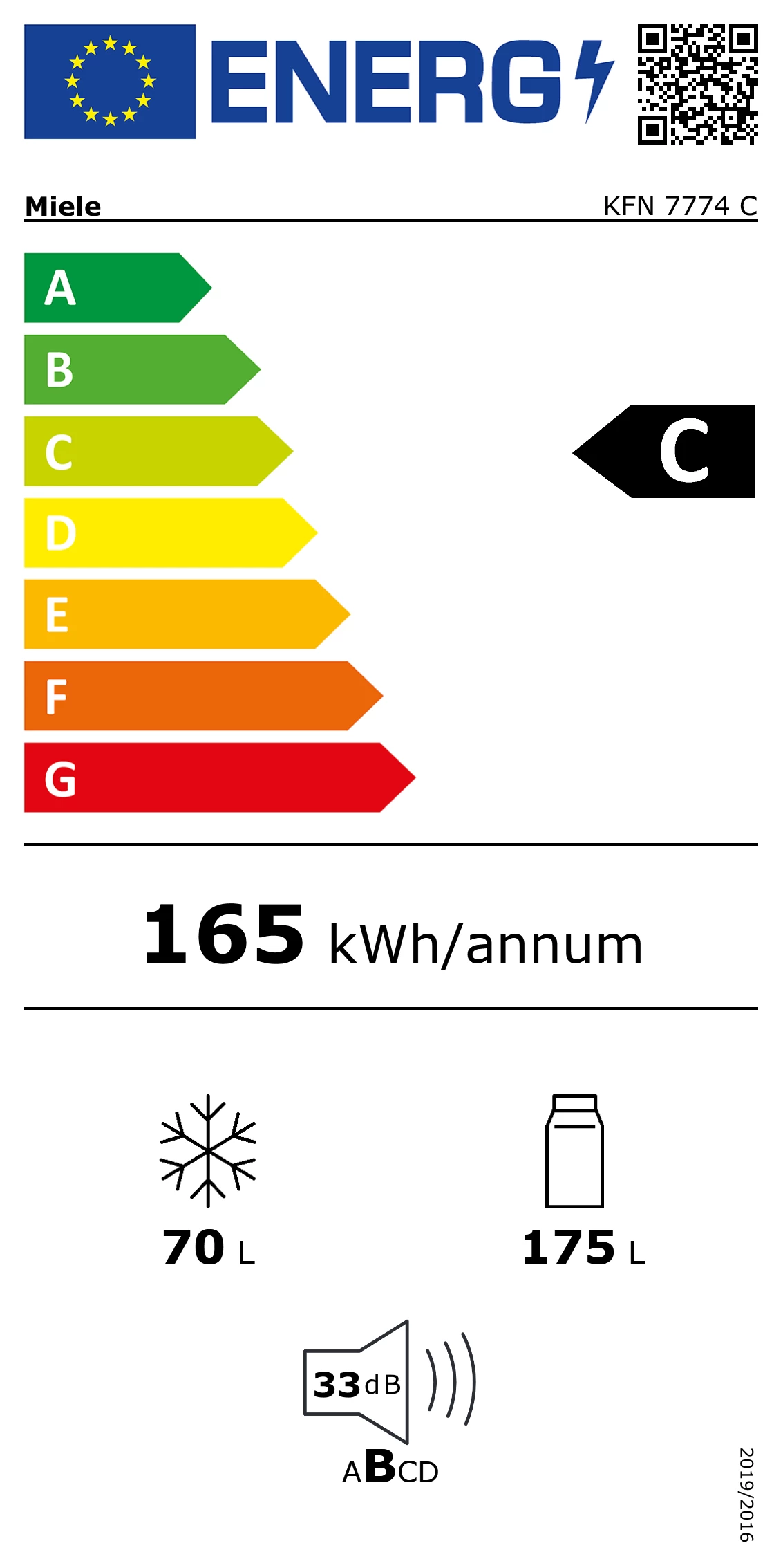 Energy Class C - Full EU energy label