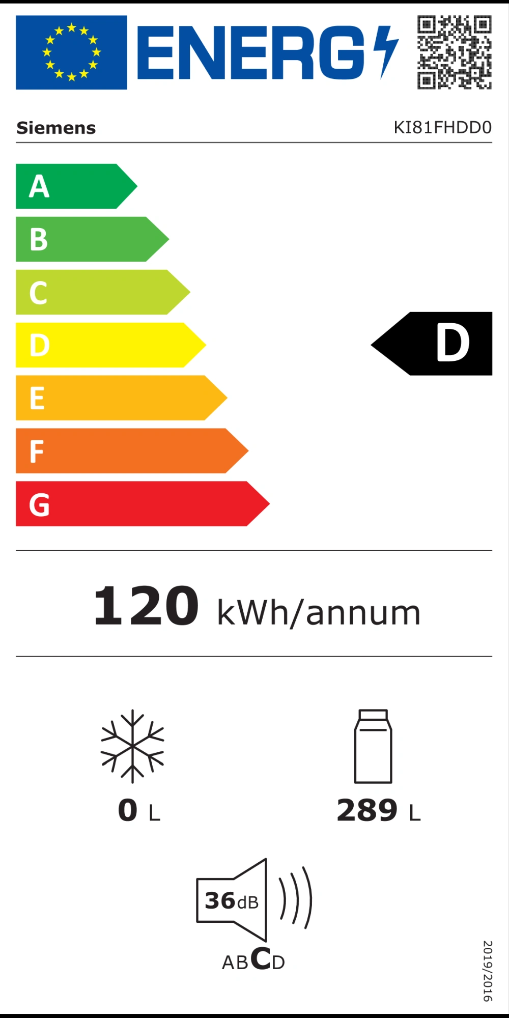 Energy Class D - Full EU energy label