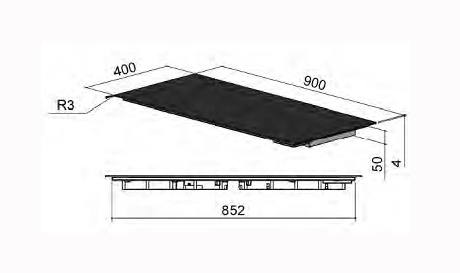 berbel BKF 90 iPP Panoramakochfeld Schwarz 1100055