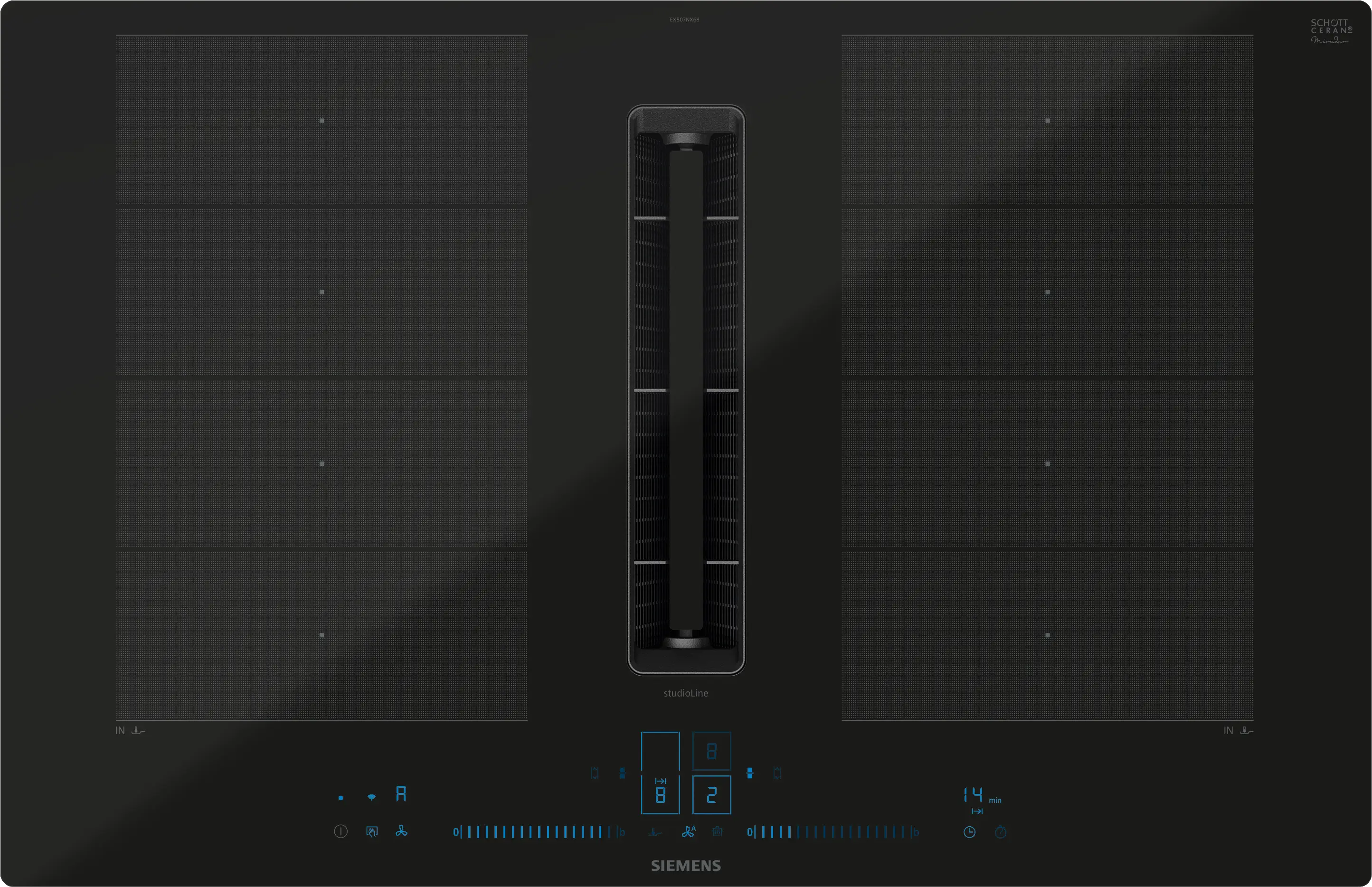 Siemens EX800NX68E Induktionskochfeld mit integriertem Wrasenabzug Schwarz