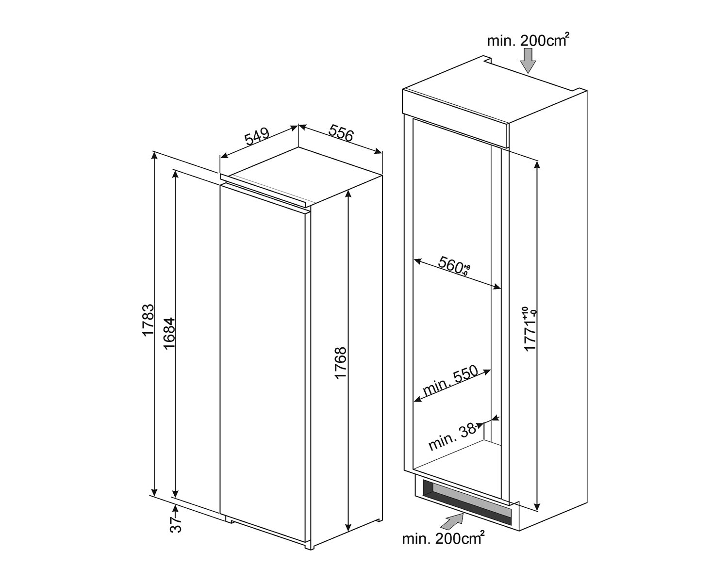 Smeg S8F174DNE Einbau-Gefrierschrank Weiß