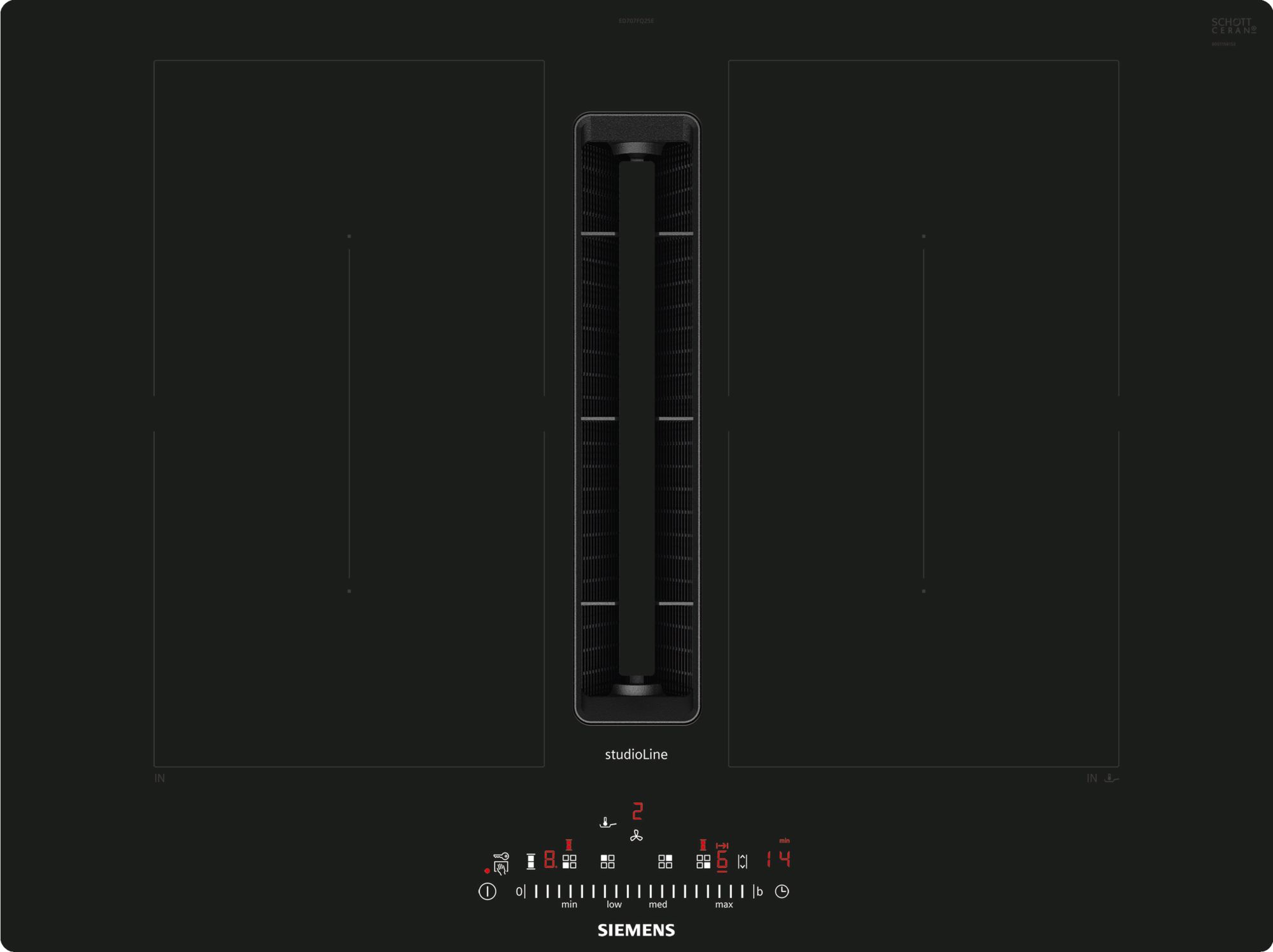 Siemens ED707FQ25E Induktionskochfeld mit integriertem Wrasenabzug Schwarz