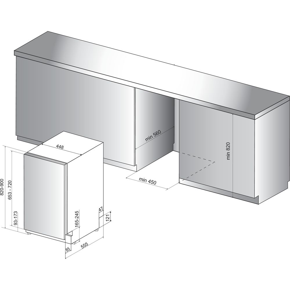 Bauknecht BSIO 3T223 PE X Vollintegrierter Geschirrspüler Edelstahl