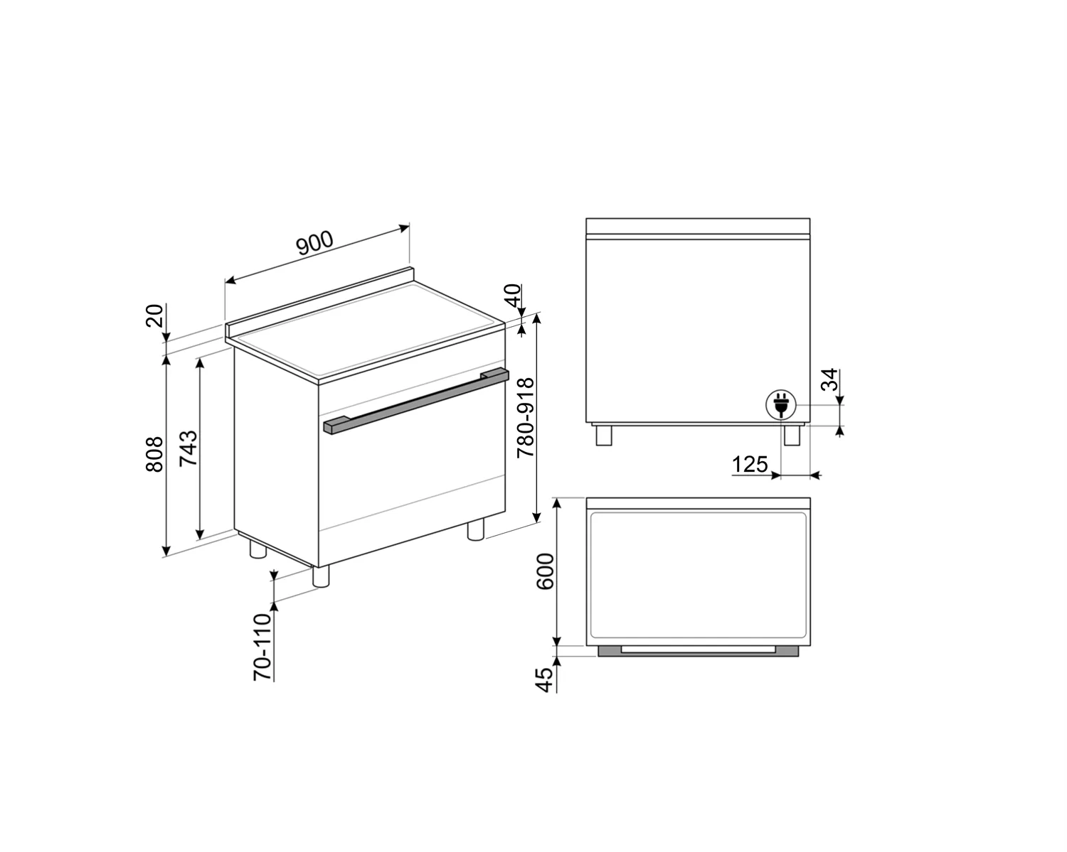 Smeg CPF90I1PAC2 Kochzentrum Amber Clay