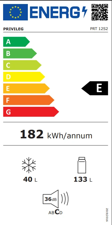 Energy Class E - Full EU energy label