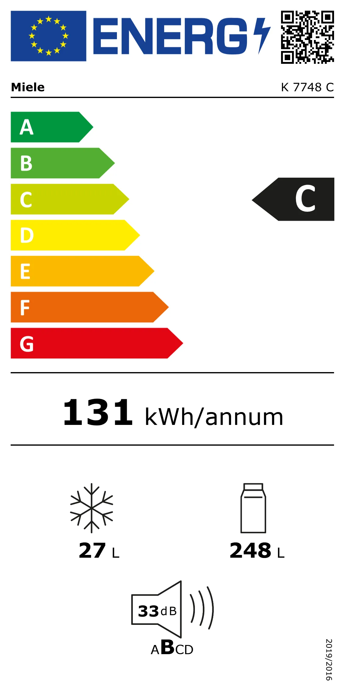 Energy Class C - Full EU energy label