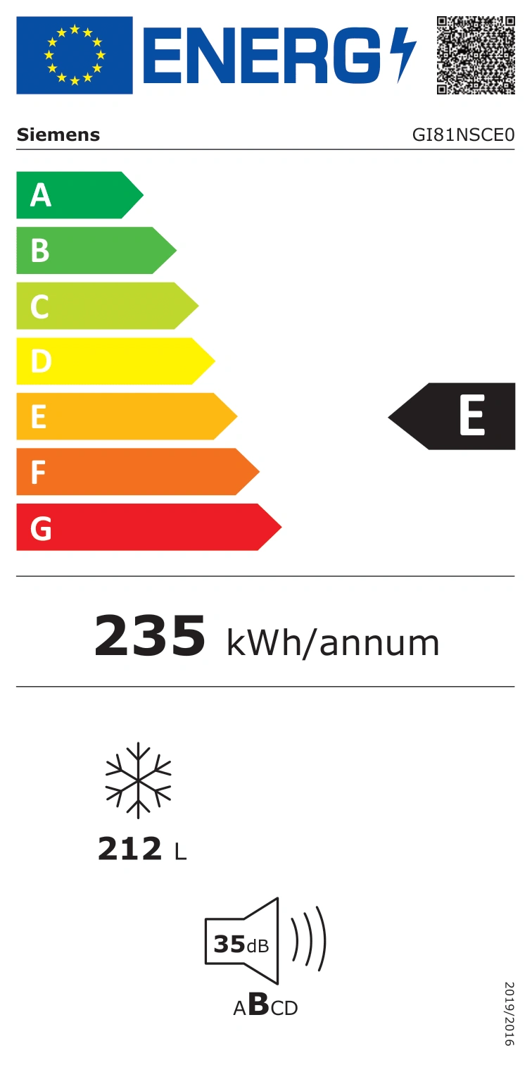 Energy Class E - Full EU energy label