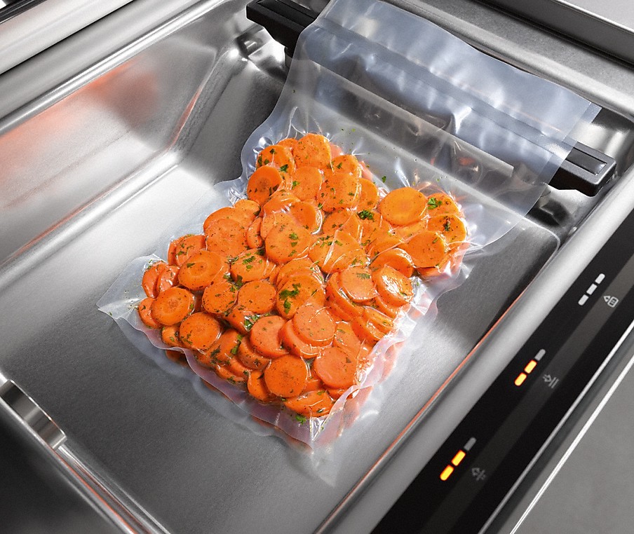 Miele Vakuumierstufen vakuumierte moehrenschreiben in einer miele vakuumierschublade