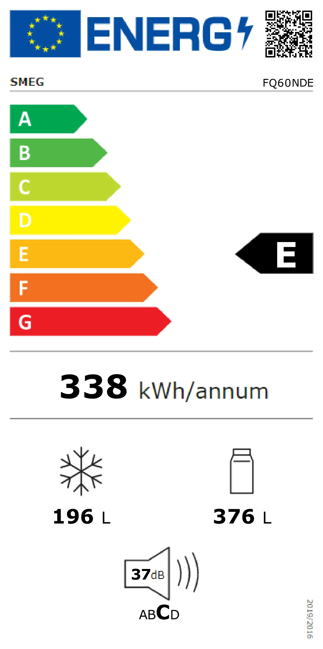 Energieklasse E - Vollständiges EU-Energielabel