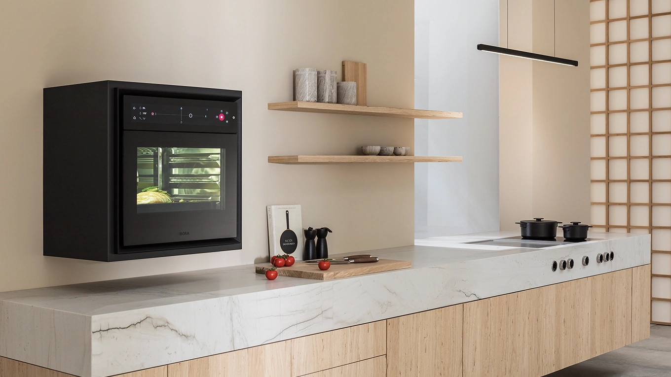 BORA X BO Dampfbackofen bora x bo dampfbackofen im betrieb in einer beispielküche