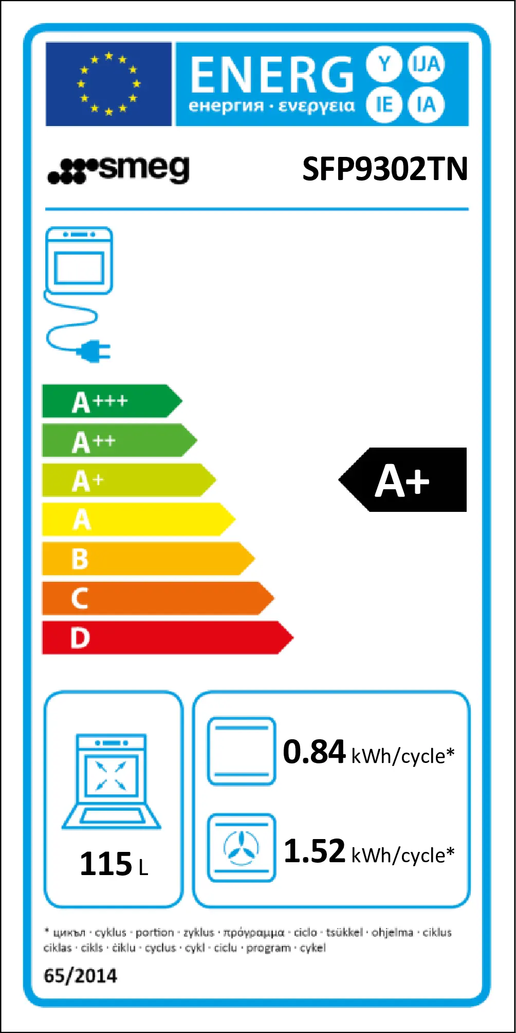 Energy Class A+ - Full EU energy label