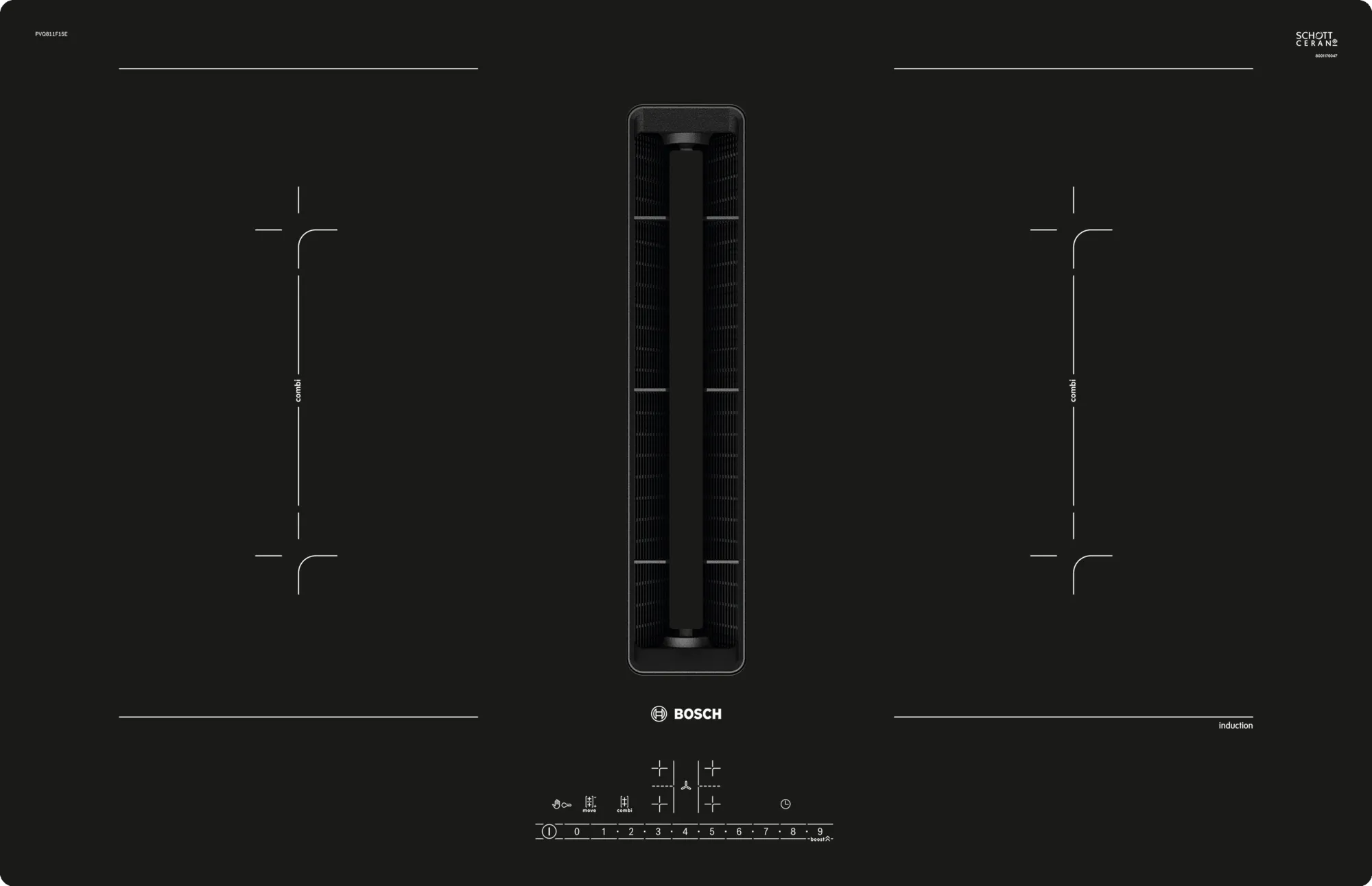 Bosch PVQ811F15E Induktionskochfeld mit integriertem Wrasenabzug Schwarz