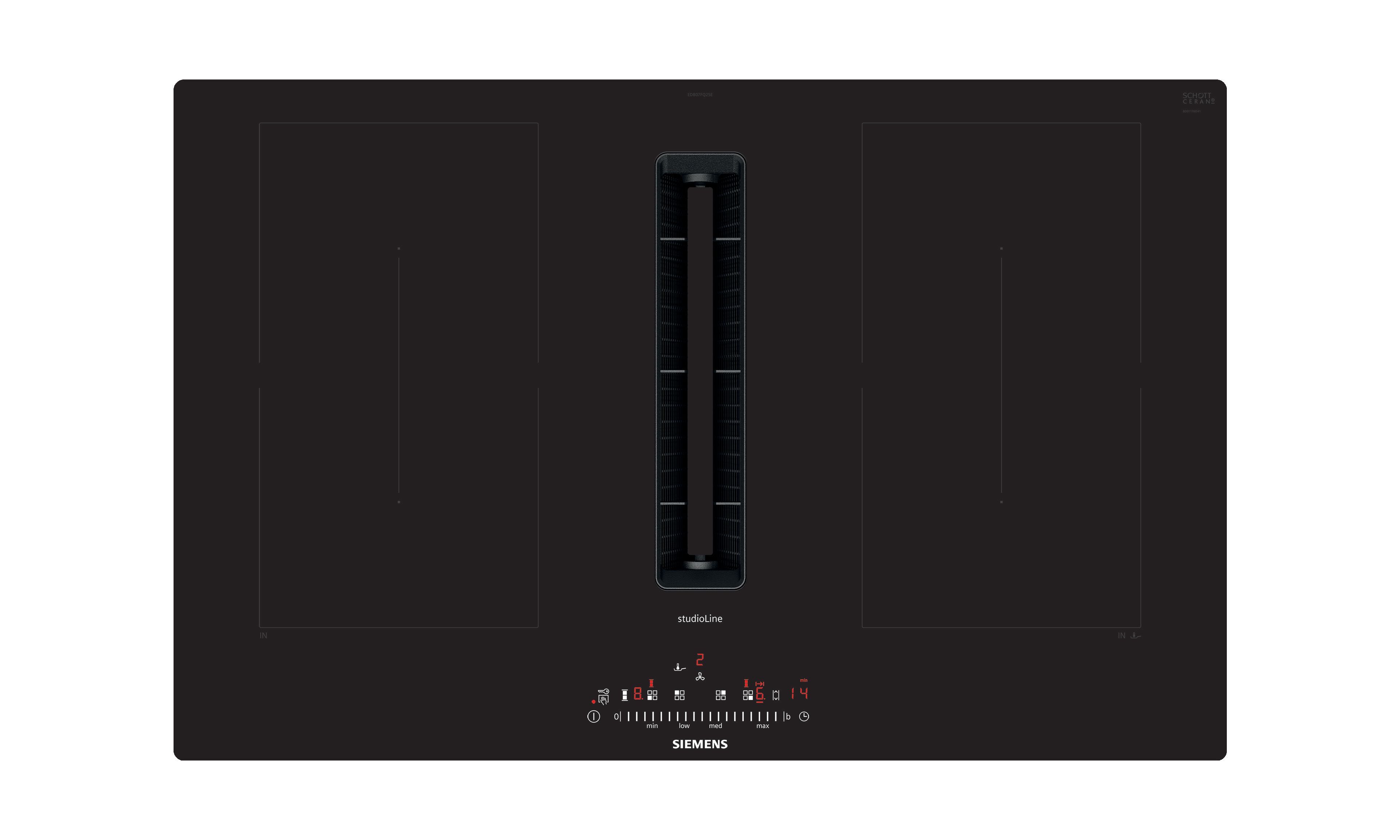 Siemens ED807FQ25E Induktionskochfeld mit integriertem Wrasenabzug Schwarz