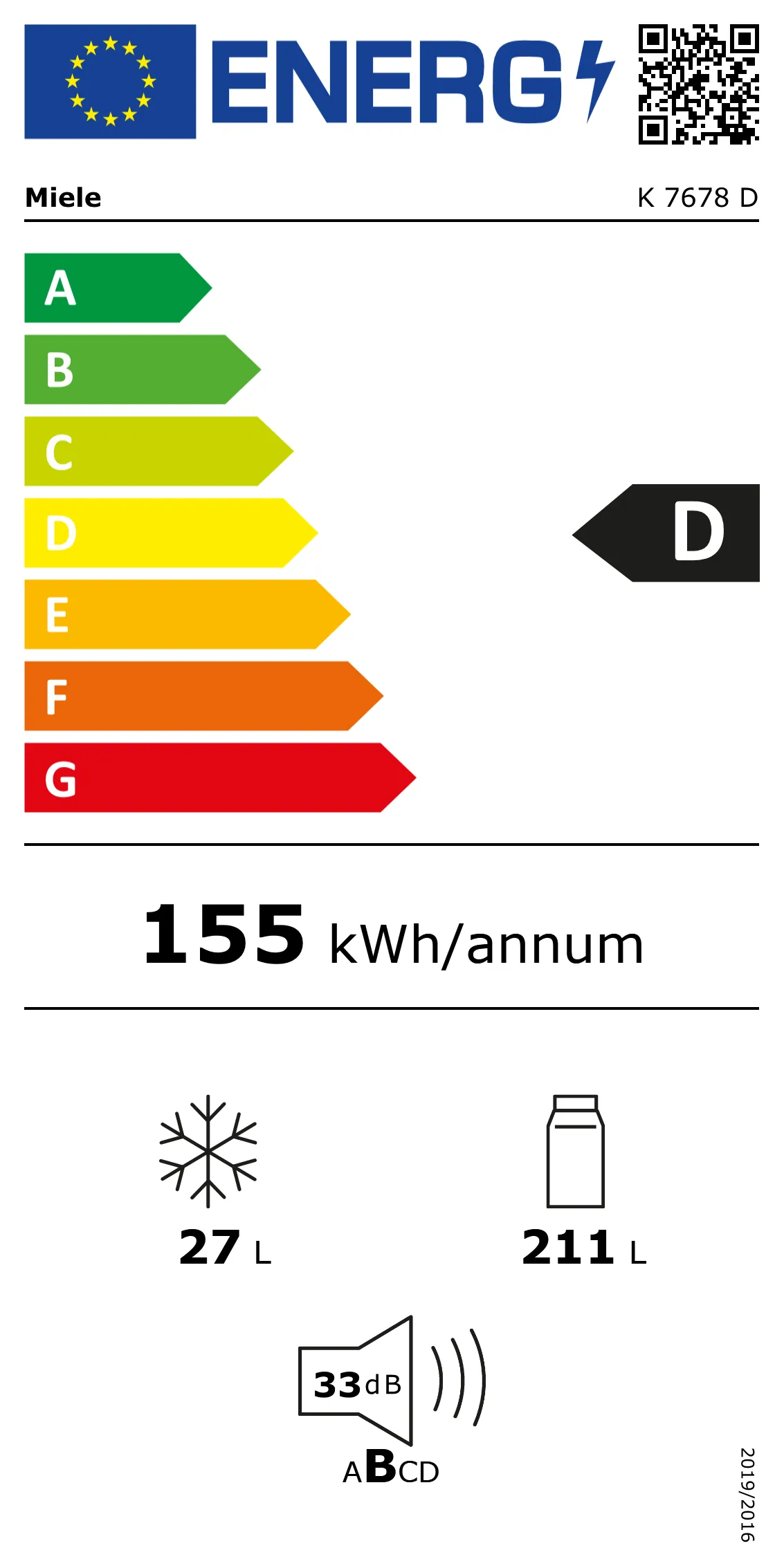 Energy Class D - Full EU energy label