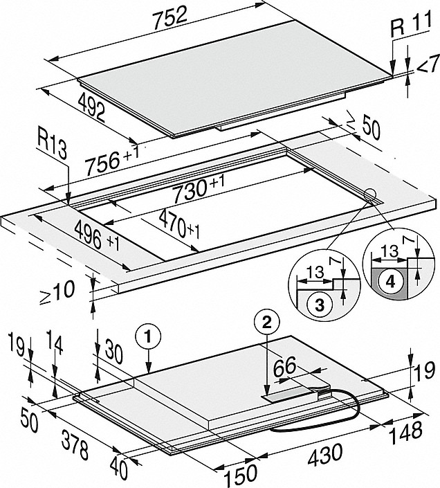 Miele KM 7414 FX GLAS Herdunabhängiges Induktionskochfeld Schwarz